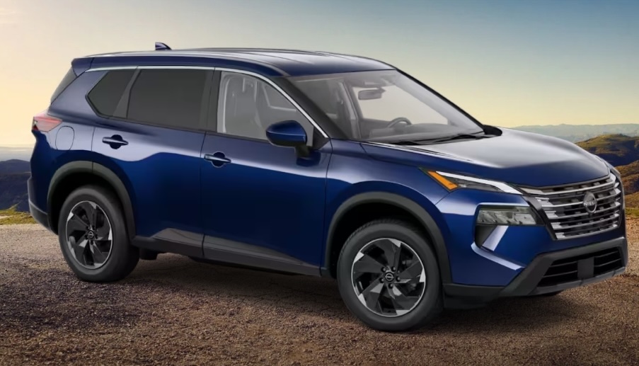 A photo of a blue Nissan Rogue SV Trim level.